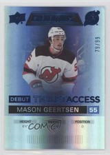 2021-22 Upper Deck Credentials Debut Ticket Access Blue 79/99 Mason Geertsen a3q