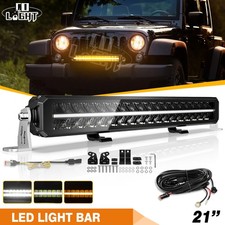 21 Led Light Bar Dual Color Drl White Yellow Position Offroad Spot Flood Beam