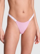 Victoria's Secret PINK - L Logo Cotton Shimmer Shine Micro Thong Panty - Large