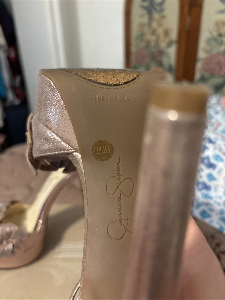 Jessica Simpson Floral Peep-Toe Heels with Ankle Straps - Image 3 of 4