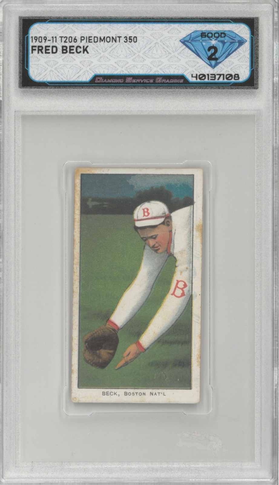 1909-11 T206 Piedmont 350 FRED BECK 💎 DSG 2 Good