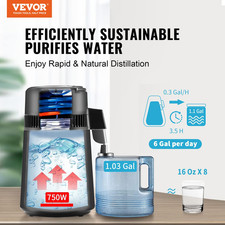 VEVOR Water Distiller, 4L 1.05 Gallon Pure Water Purifier Filter - Home Countert