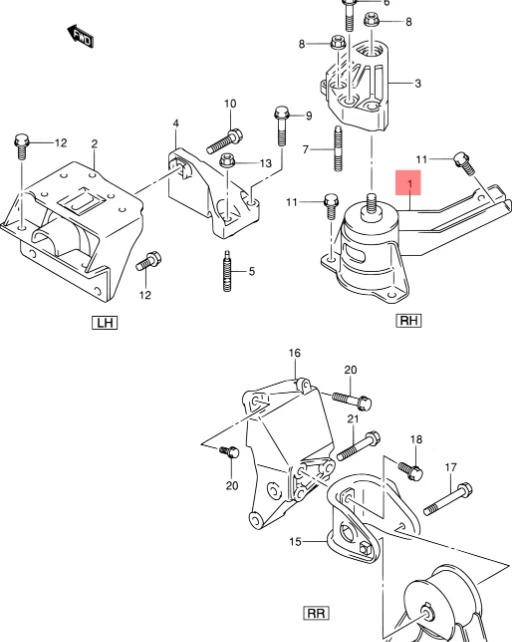 Montaje motor RıGHT PARA Suzuki swift 1.2 2012-2016 11610-69la0 Foto 3 de 3