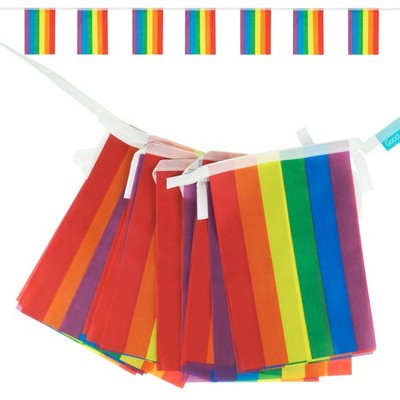 Goodymax  Wimpelkette 7 m Regenbogen Streifen Stoff 14 x 20 cm Girlande Flagge