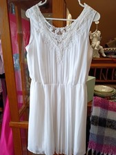 Cato White Pleated Dress With Lace Size Medium