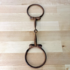 Vintage Rusted Cast Iron Snaffle Horse Bit Double Ring