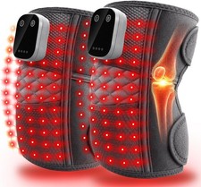 Knee Massager with Heat and Red Light Therapy, Cordless Heated Knee Brace 2 Pack