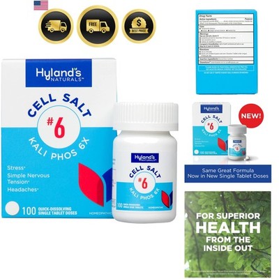 No. 6 Cell Salt Kali Phos 6X Tablets, Relief of Headaches, and Simple Nervous...