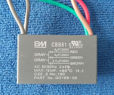 2x BM CBB61 4uF+4uF+2.5uF 5 WIRE 250V/300VAC Ceiling Fan Capacitor UL CERTIFIED