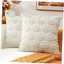 Fall Throw Pillow Covers 18x18 Inch Set of 2 18" x 18" Pack of 2 Cream Beige