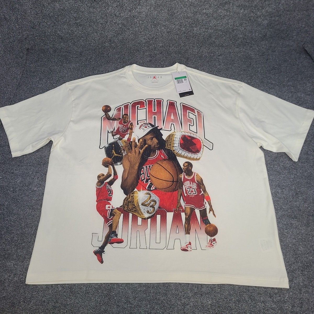Jordan Shirt Mens XL Off White Sail Oversized Michael Bulls Champs