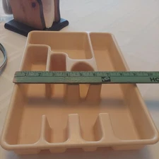 VTG 70s, Almond/Beige, Rubbermaid 2921 Flatware Tray Drawer Organizer, 9 x 13 in