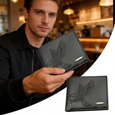 Men's Vintage Eagle-Embossed Short Wallet, Business Multi-Card Slot Wallet