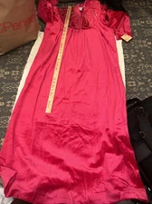 NWT Vintage Womens  Anne Leslie One Piece  1/2 Zip Embroidered NIGHTGOWN Medium