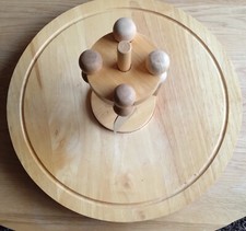 Käsebrett mit Käsemesser Set – 37cm Rund Servierplatte aus Holz für Käse gebrauc