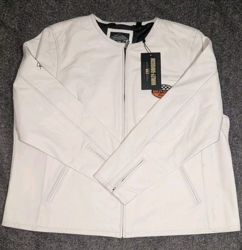 Harley Davidson 120TH ANNIVERSARY Cafe Racer leather Jacket Women's 3W White NWT - Picture 7 of 19