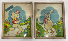 J.T. Citroen Vintage Nursery Elephant and Goose Framed Prints Lot of 2