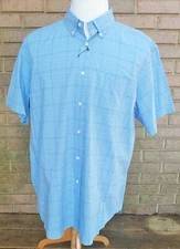 Daniel Cremieux Blue Square Pattern Button Down Shirt Mens Sz XL