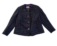 Joseph Condello's Son Women's Vintage Tweed Blazer Colorful Blocks Size 8-10 