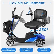 4 Wheel Folding Mobility Scooter Wheelchair Power 2 Baskets 330lbs Senior Blue