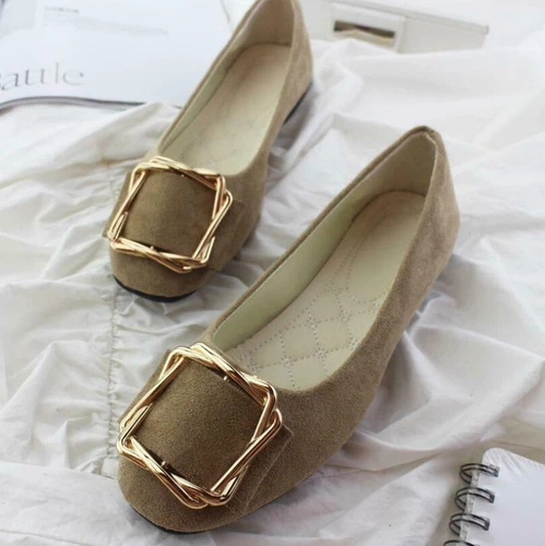 Womens Ballet Dolly Pumps Ladies Flat Solid Slip On Loafers Suede Shoes Size - Picture 33 of 33