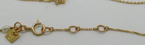 14CT YELLOW GOLD VERY FINE CABLE LINK ADJUSTABLE BRACELET WITH BUTTERFLY & PEARL - Picture 5 of 10