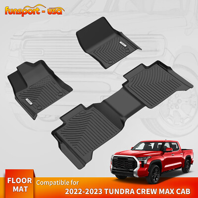 3D TPE Floor Mats Liners Set For 2022-2025 Toyota Tundra CrewMax Cab All-Weather