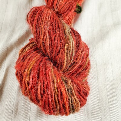 Hand Spun Over Spun Scratchy Wool Red 130 Yards Single Ply Sport