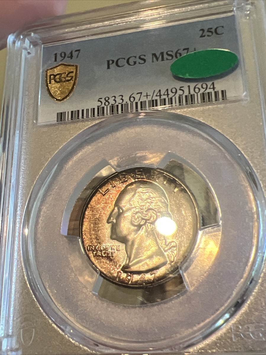 1947 25C Silver Washington Quarter PCGS KING !!! MS67+ Superb GEM