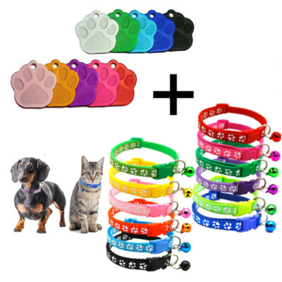 Halsband mit Gravur Tiermarke personalisiert Pfotenform Anhänger Kätzchen Hund Namensband