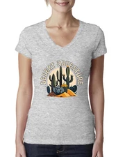 Desert Adventure Cactus  Nature Women Junior Fit V-Neck Tee