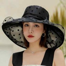 2025 New Ladies Elegant Flower Church Hats Summer Large Wide Brim Fedora Hat