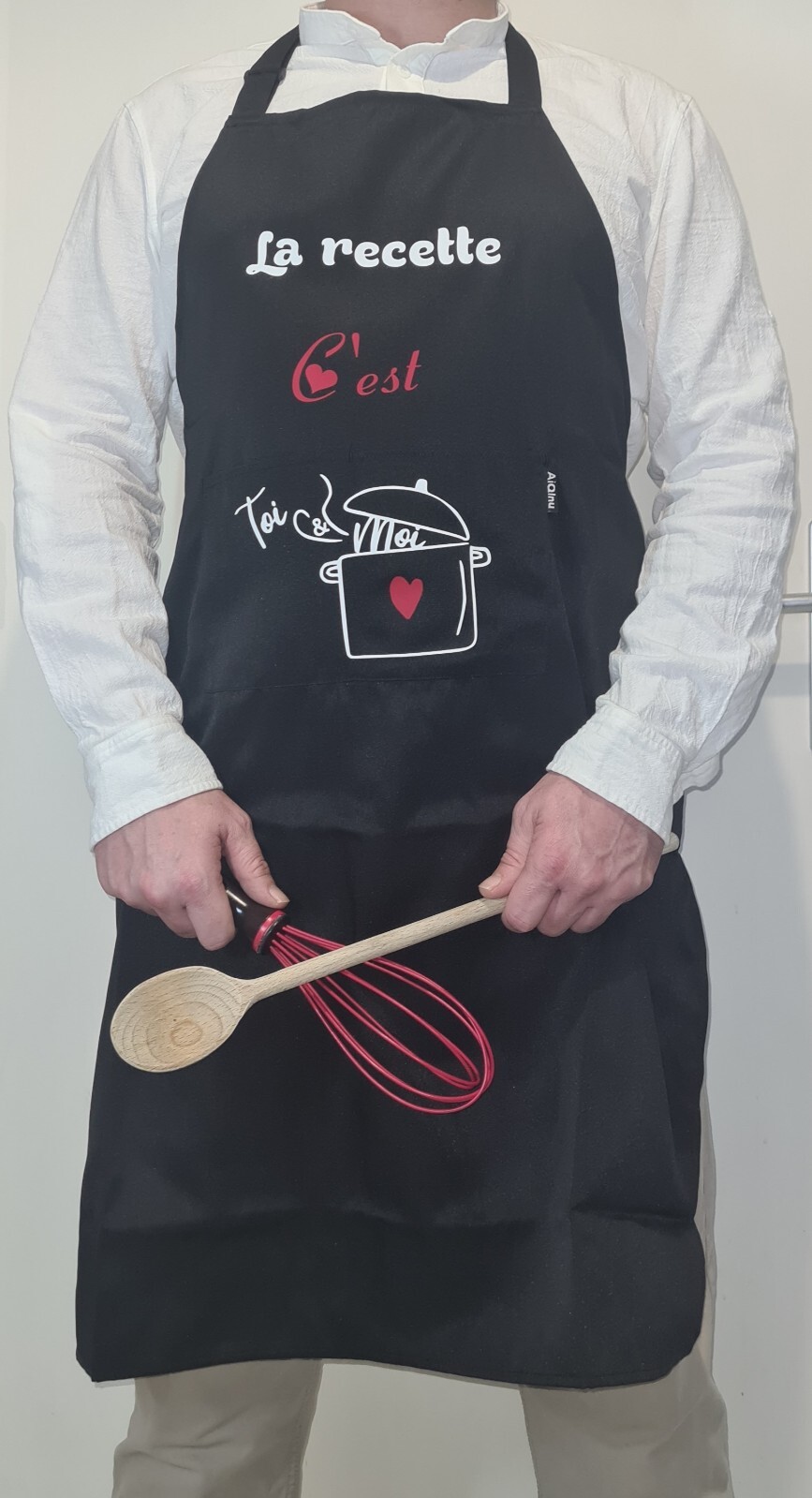 Tablier de cuisine deperlant noir mixte imperméable pour recette