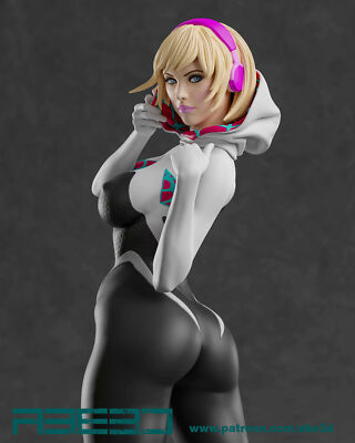 SPIDER GWEN, MARVEL, 1/4-1/24, FIGUR, UNBEMALT, 3D-DRUCK, STATUE, ABE3D, MFW