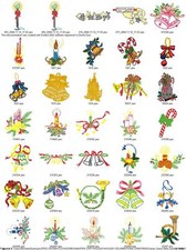 136 CHRISTMAS CANDY CANES BELLS CANDLES EMBROIDERY MACHINE DESIGNS PES USB