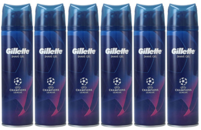 6x Gillette Fusion5 Champions League ''Rasiergel''  für empfindliche Haut,200ml