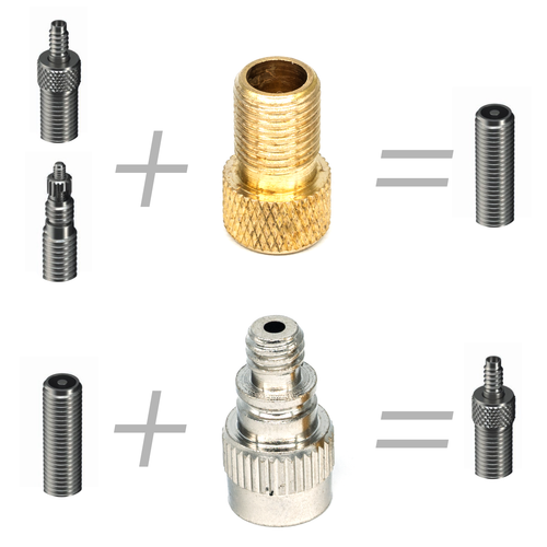 Universal Ventiladapter Set | AV | SV | DV | Blitz-/ Sclaverand-/ Dunlop Ventil - Afbeelding 1 van 3