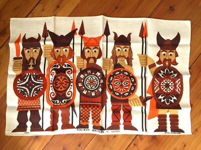 Vintage Ulster Leinentuch Ancient Britons made in Ireland Unbenutzt 70er Jahre