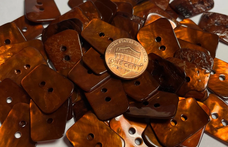 8 PCS ONLY! Rust Brown Dyed Abalone Shell Sew-through Buttons 21mm 13/16" 13549 - Image 2 of 4