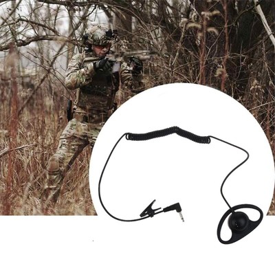 3.5mm Listen Receive Only Radio Earpiece D-Shape Walkie-Talkie Headset ABS Metal