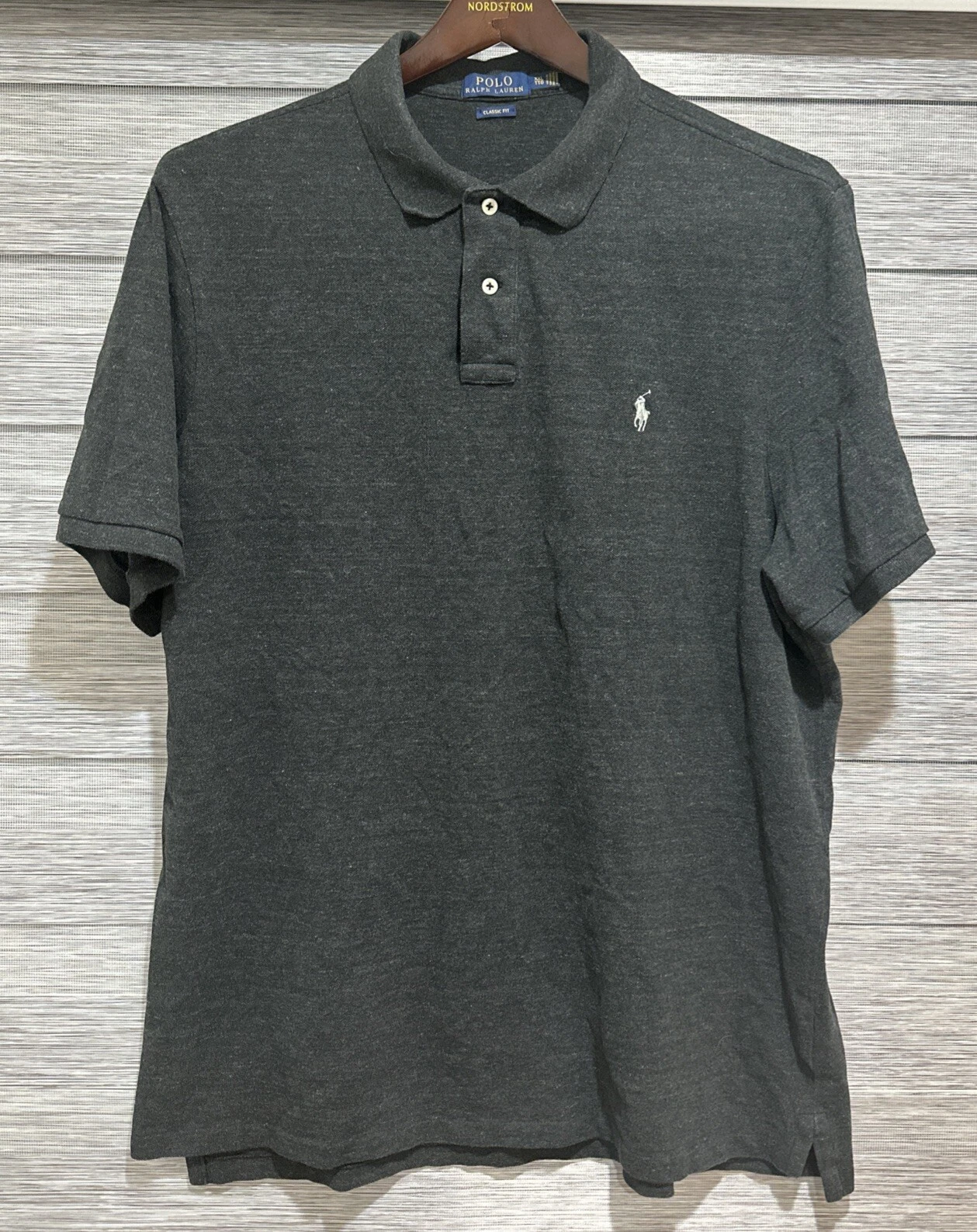 Polo Ralph Lauren Polo Shirt Gray Cotton Custom Fit Size XXL