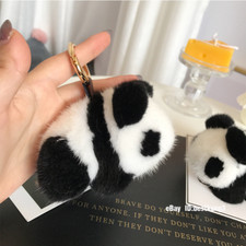 Mink Fur Panda Bag Pendant, Cute Plush Ornament, Car Keychain