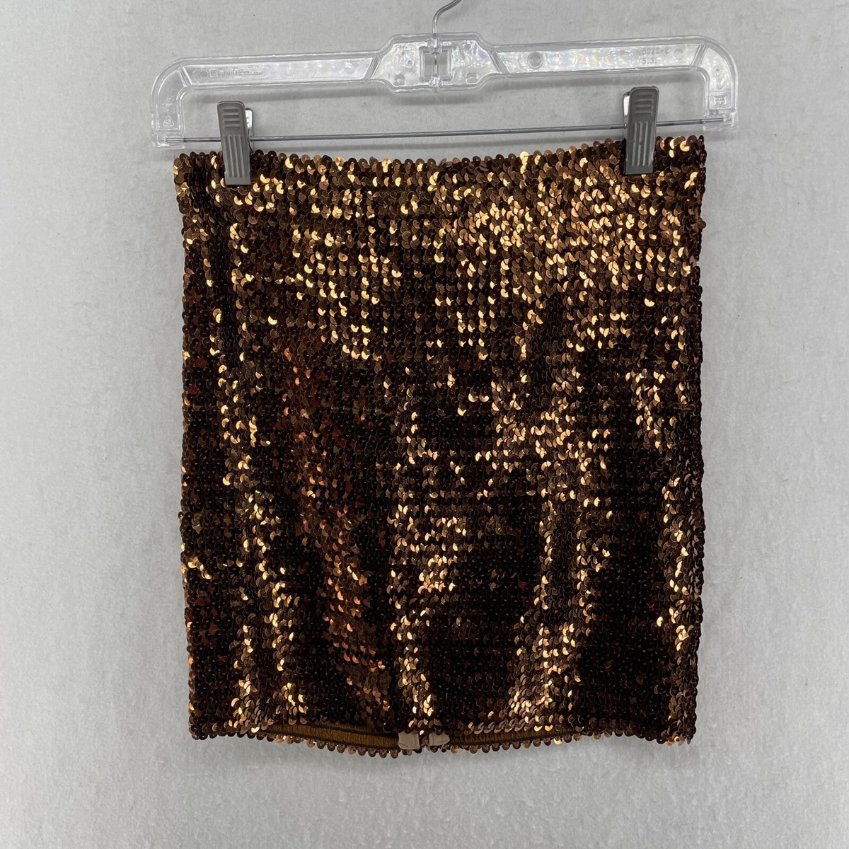 Asos Skirt Women's Sz Gold Sequin Mini Bandage High-Rise Elastic Waist  Stretch