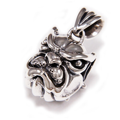 BULLDOG 925 STERLING SILVER GOTHIC BIKER ROCKABILLY CHARM PENDANT cs-038