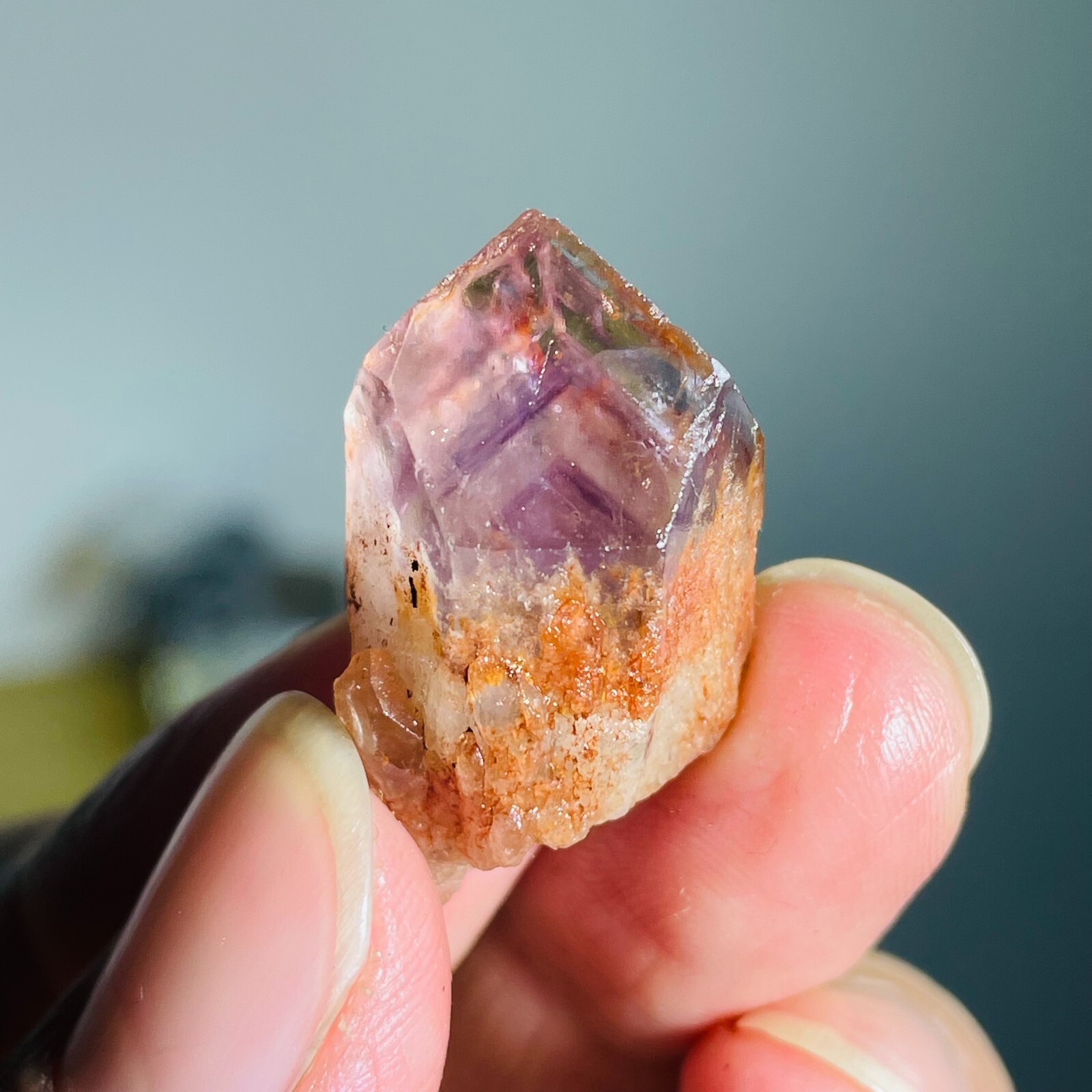 9g Natural Amethyst Pillar Scepter Backbone Pyramid Silver Sountain Particles