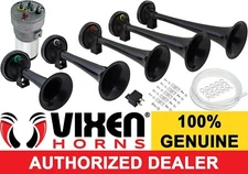 LOUD 5 TRUMPET LA CUCARACHA MUSICAL AIR HORN KIT CAR/TRUCK 12V BLACK VXH6803B