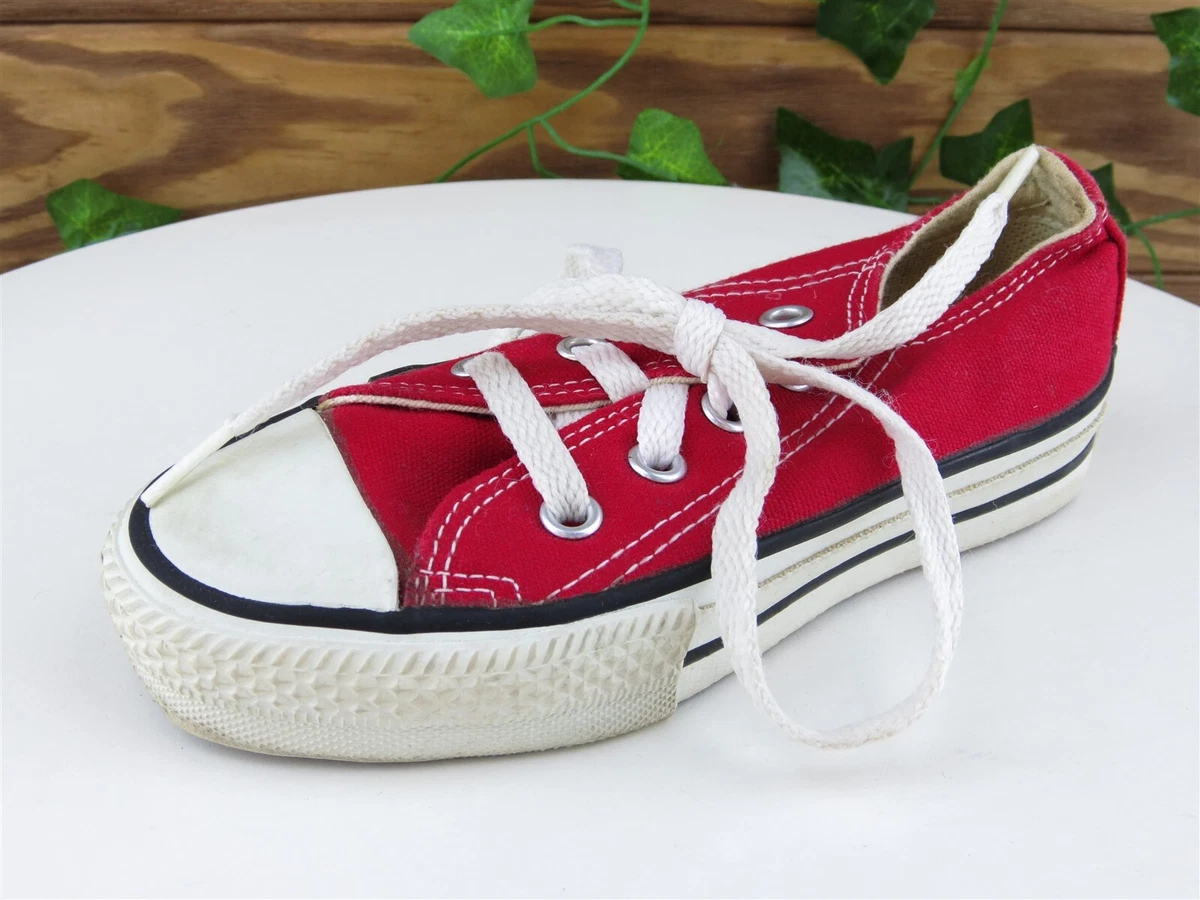 Converse Vintage Sz 10 Toddler Shoes Boys Sneaker Red Fabric Medium