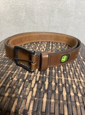 Mens Leather Belt 1.5" wide John Deere Logo 44 Vintage Work Casual Brown Smooth