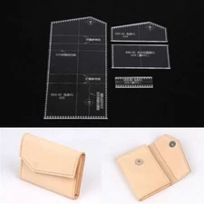 Leather Craft Clear Acrylic card holder coin purse Pattern Template DIY BBX-40