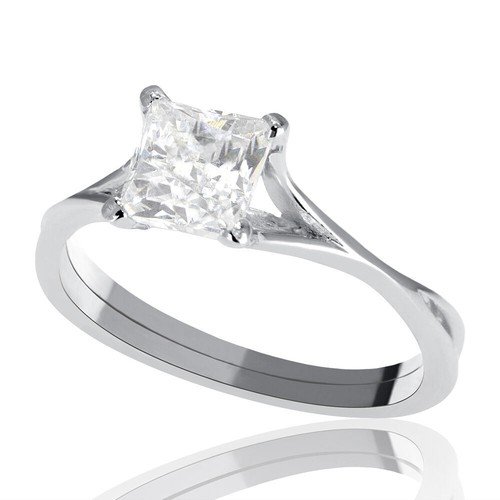 5 CT Moissanite Engagement Ring Princess Cut D-F/VVS1 18K White Gold Size Select - 第 2/5 張圖片